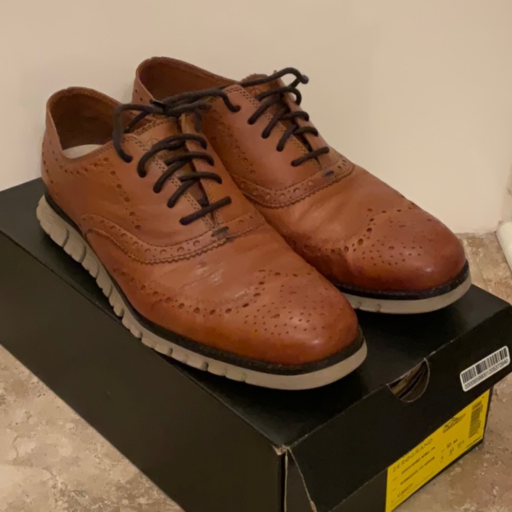 Cole Haan Tan Leather Wingtip Oxfords
